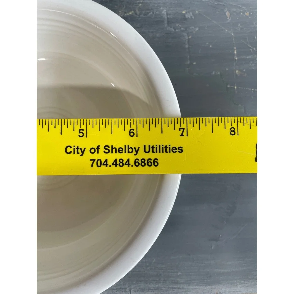 (3) Fiesta White Rim Soup Cereal Bowls Ceramic Concentric Rings Made in USA‎ 7in